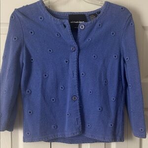 Michael Simon Size S Periwinkle Cardigan with Embroidered Flower Eyelets
